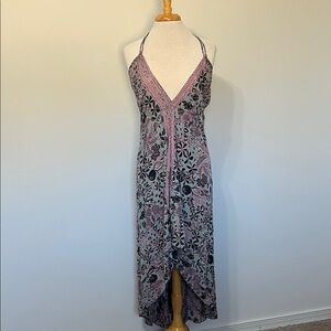 Boho Love Greek Brand Silk blend High low Halter Backless Dress Made in India